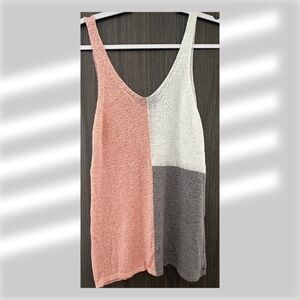 Boutique Tank Top • Like new • Pink, Gray and White Color Block • Size S